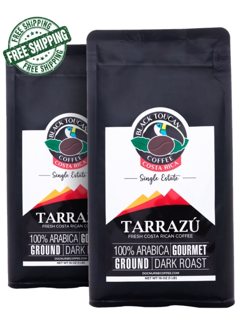 Picture of 2-Pack | TARRAZU Ground Coffee Dark Roast 1 Lb | BlackToucan Coffee